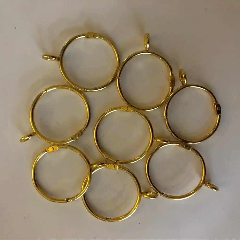 8 piece Brass Gold Metal Curtain Drapery Rings Eyelets